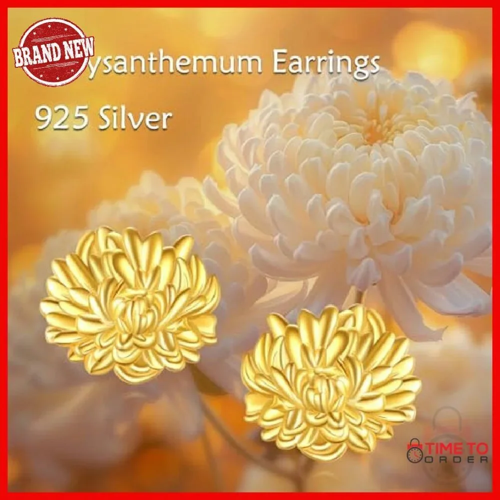 925 Sterling Silver Flower Stud Earrings 12x14mm Birth Floral Jewelry